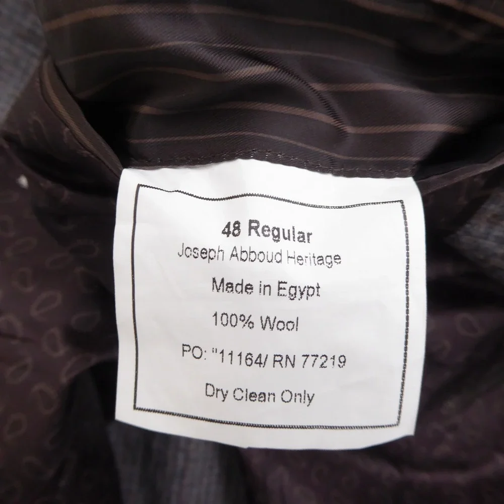 Joseph Abboud Mens Blazer Coat Brown Plaid Modern Fit Wool Heritage 48 Regular